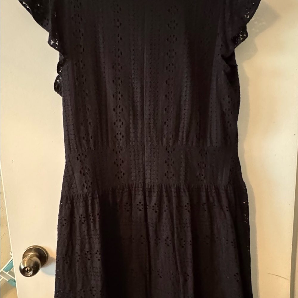 LOFT Black Eyelet Midi Dress - Picture 3 of 5